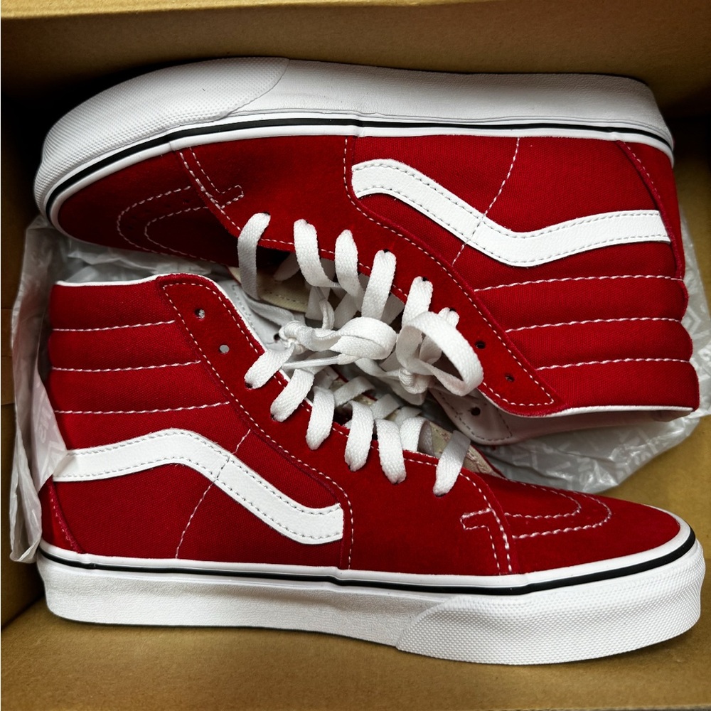 Vans Kids Red and White Sneakers